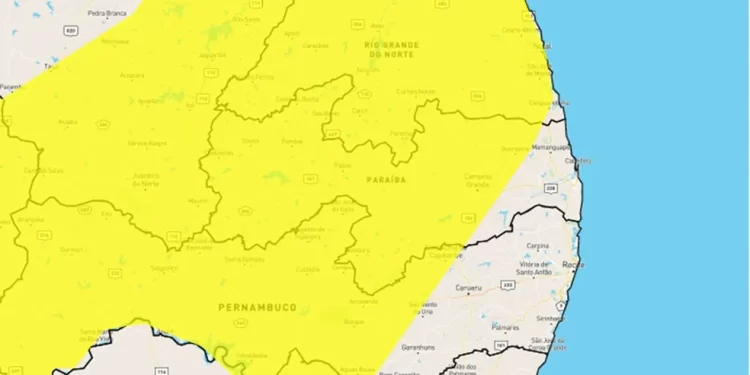 Inmet alerta para perigo potencial de chuvas intensas em 189 cidades da Paraíba