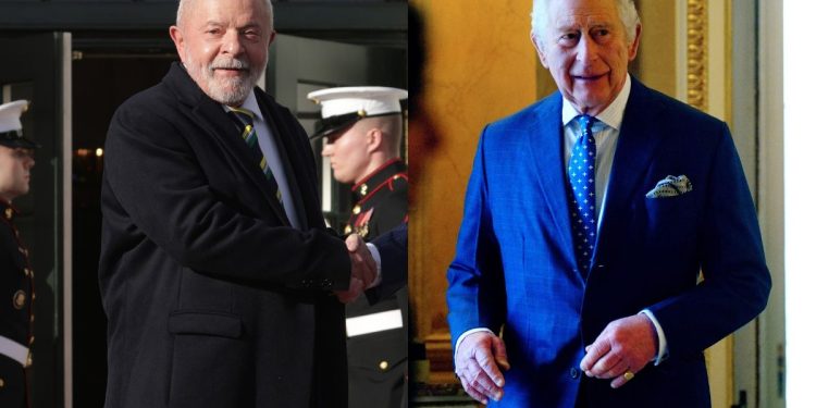 Presidente Lula conversa com o rei Charles, do Reino Unido
