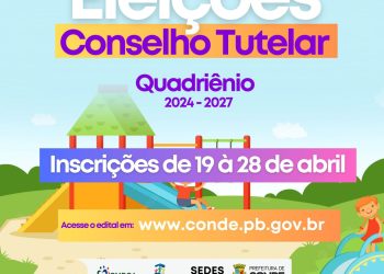 Inscrições de candidaturas para Conselho Tutelar de Conde abrem nesta quarta-feira