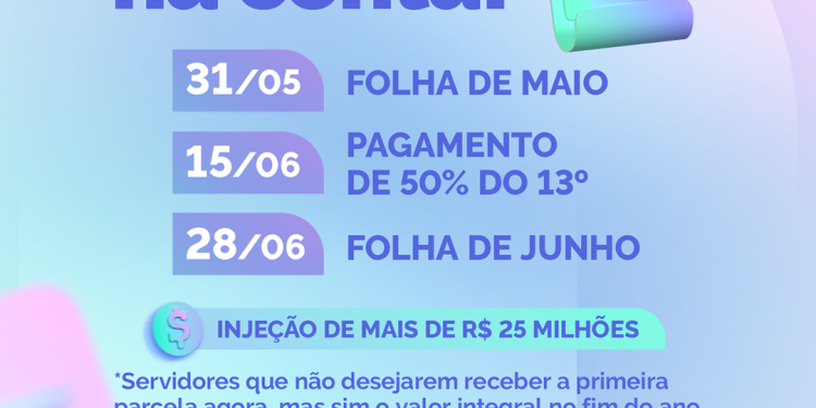 Cabedelo divulga cronograma de pagamento dos meses de maio, junho e 1ª parcela do 13º