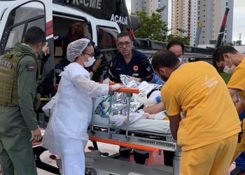 Paciente é removido de Bananeiras para Hospital de Emergência e Trauma de João Pessoa pelo helicóptero Acauã