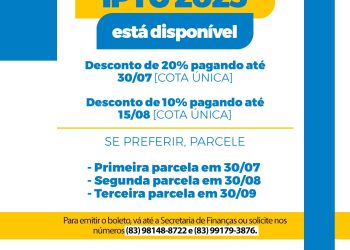 Prefeitura de Sapé oferece condições especiais para pagamento do IPTU 2023