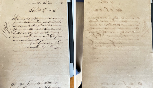 Na FCJA: documento histórico do fim do século XIX é entregue ao Arquivo Público do Estado