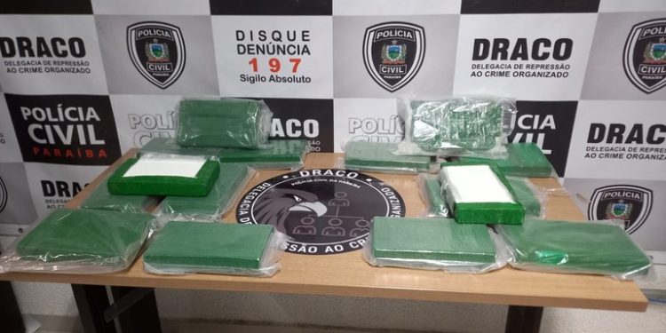 Polícias Civil e Rodoviária Federal apreendem 15 quilos de cocaína na Paraíba