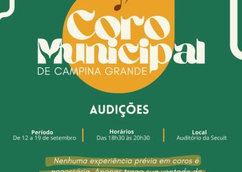 Prefeitura anuncia audições para novos integrantes do Coro Municipal de Campina Grande