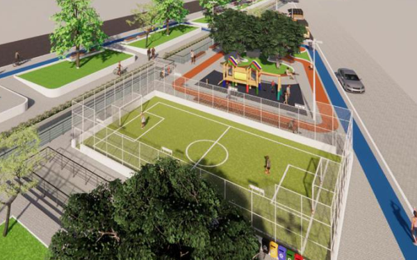 Espaço para crianças: prefeitura de Cajazeiras avança na obra da Praça Onésio Uchôa