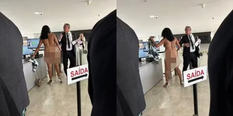 Em protesto inusitado no Planalto, mulher nua pede reunião com Lula ou Alckmin