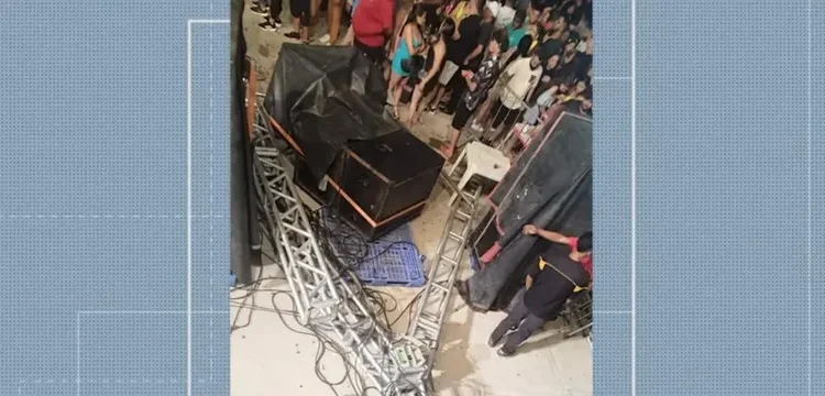 Desabamento de estrutura de som durante festa deixa dois feridos em Nova Palmeira