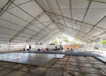 Com homenagem ao papel, megaestrutura do 39° Salão do Artesanato Paraibano está quase pronta