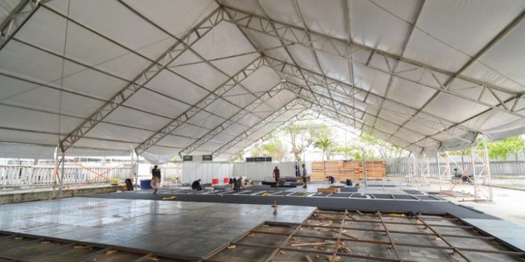 Com homenagem ao papel, megaestrutura do 39° Salão do Artesanato Paraibano está quase pronta