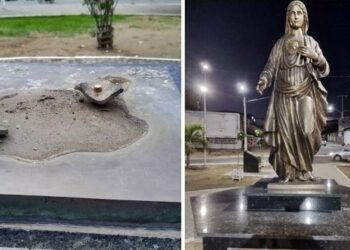 Imagem de Nossa Senhora é furtada de praça pública em Campina Grande