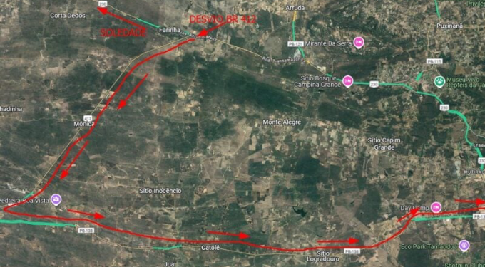 PRF alerta sobre desvio na BR-230 entre Soledade e CG por conta do transformador