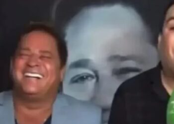 Cantor Leonardo tem crise de riso com boca de repórter e vídeo viraliza