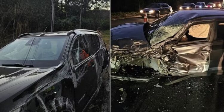 Cantor Fabiano, da dupla com César Menotti, capota carro na BR-040, em Juiz de Fora