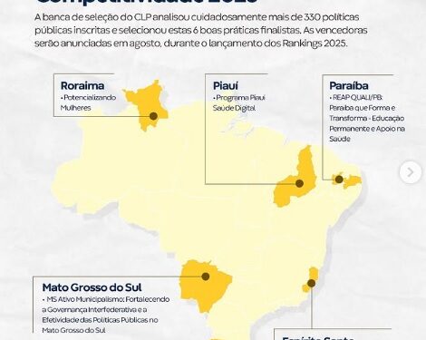 PB está entre os seis estados semifinalistas no prêmio excelência em competitividade 2025 do Ranking de CLP