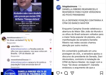 Senadora Daniella Ribeiro faz vergonha ao povo paraibano ao votar contra à CPMI do Banco Master, diz blogueira